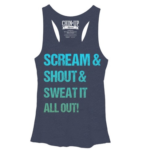 Women's Chin Up Scream And Shout Racerback Tank Top - Navy Heather ...