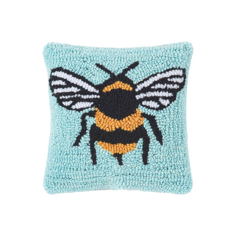 C&F Home 8" x 8" Bumble Bee Hooked Petite Throw Pillow, 1 of 6