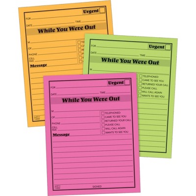 Adams Message Pad "While You Where Out" 4"x5-1/2" 6/PK Neon AST 9711NEON