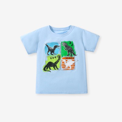 MyKids-USA Boys’ Dinosaur Cartoon Print T-Shirt In European And American Style For Summer