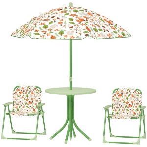 Aghana Digitals Kids 4-Piece Foldable Picnic Set: Green Table, Chairs & Adjustable Umbrella with - 1 of 4