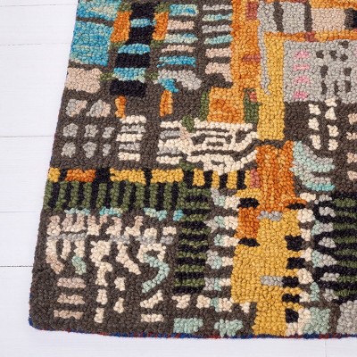 Handmade Abstract Multicolor Wool Square Area Rug