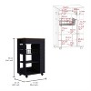 LunaLulinlk Kitchen Cart, One Drawer, Two Open Shelves, Four Casters -Black / Light Oak - 3 of 4