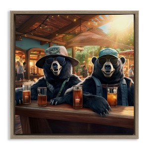 Stupell Industries Drinking Bears at Bar Floating Frame Canvas Art - 1 of 4