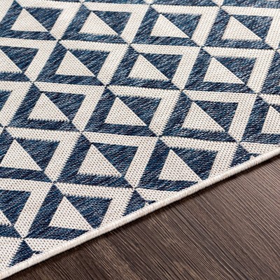 Akkrum Blue and White Synthetic Fur Rectangle Rug 2' x 2'11"