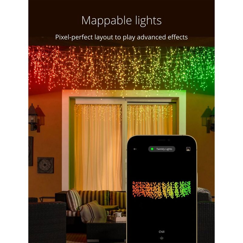 Twinkly Icicle App-Controlled LED Christmas Lights 190 RGB+W (16 Million Colors + White) Clear Wire. Indoor/Outdoor Smart Lighting Decoration (2 Pack), 3 of 6