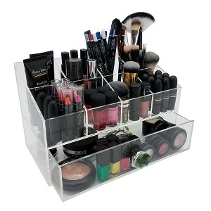 OnDisplay Gracie Deluxe Acrylic Cosmetic/Jewelry Organization Station w/Geode knobs - 1 of 3
