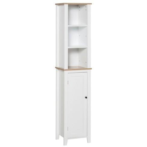 narrow bathroom furniture tower cabinet in white