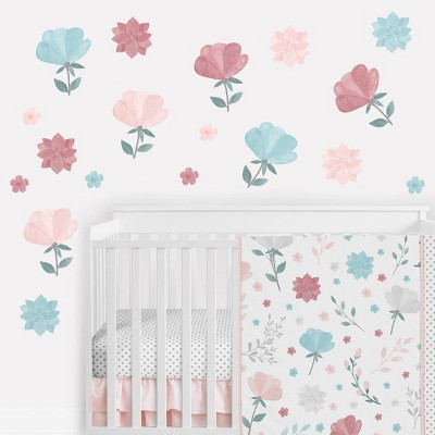 Pop Floral Wall Decal Stickers Pink/Blue - Sweet Jojo Designs
