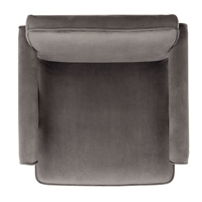 Dark Grey Velvet and Walnut Mid-Century Accent Chair