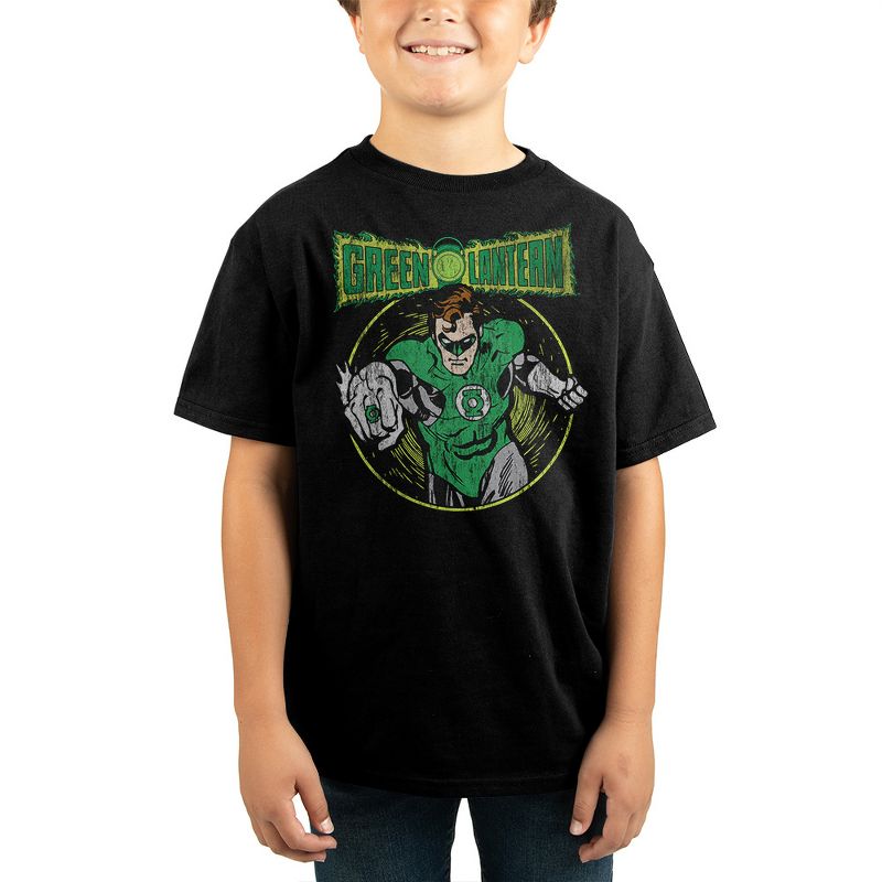 Green Lantern Comic Book Superhero Black Graphic Tee Toddler Boy to Youth Boy, 1 of 3