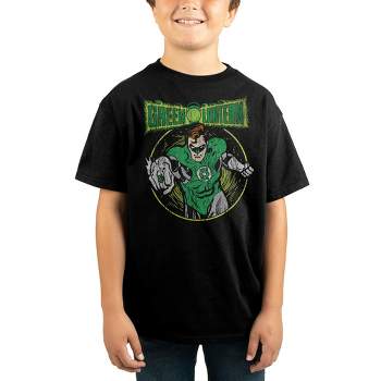 Green Lantern Comic Book Superhero Black Graphic Tee Toddler Boy to Youth Boy