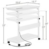 Aheaplus Height Adjustable Computer Tower Stand with Charging Station, Mobile Rolling CPU Holder with Wheels - 4 of 4