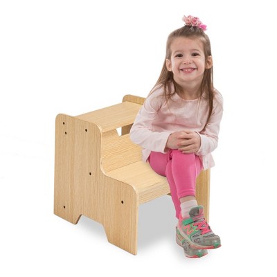 Natural Wooden 2-Step Kids Step Stool