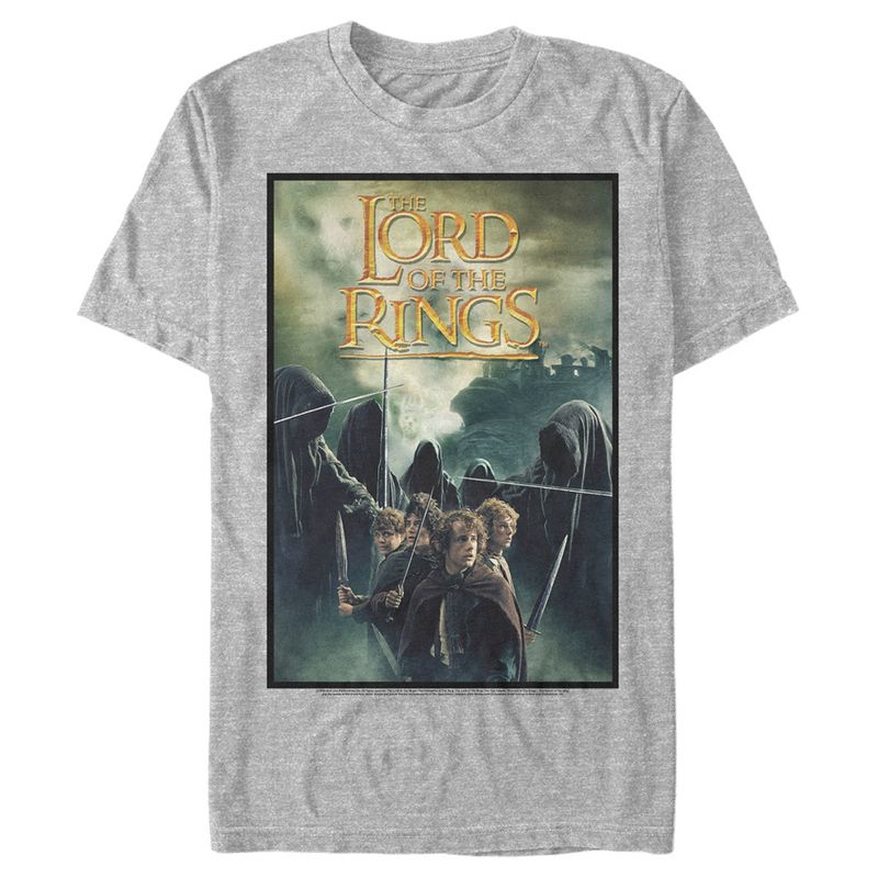 Men's The Lord of the Rings Fellowship of the Ring Four Hobbits Movie Poster T-Shirt, 1 of 6