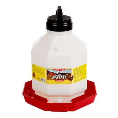 Little Giant PPF5 5 Gallon Capacity Hanging Automatic Poultry Waterer Dispenser for Chickens and Game Birds, Red