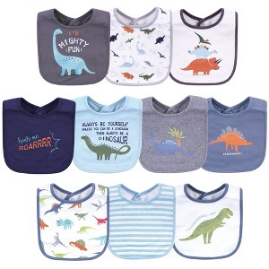 Hudson Baby Infant Boy Cotton Bibs, Dino, One Size - 1 of 2