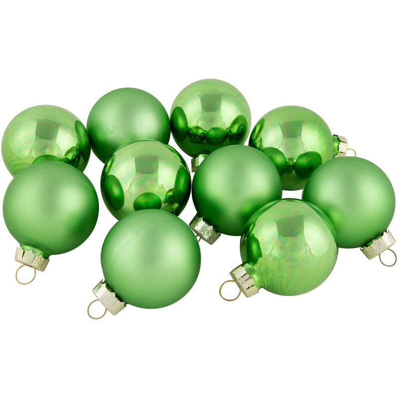 Northlight 10pc Shiny and Matte Glass Ball Christmas Ornament Set 1.75" - Grass Green, 3 of 6