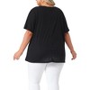 Agnes Orinda Women's Plus Size Crew Neck Short Sleeve with Pockets Summer Casual Blouses - 4 of 4