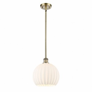 White Venetian - 1 Light Stem Hung Mini Pendant In Modern Style-11.75 Inches Tall and 10 Inches Wide - 1 of 1