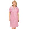 Collections Etc Collections Etc. Gingham Women's Robe with Floral Accents, Snap-Front Closure and Lace Trim - 4 of 4