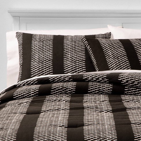 Texture Hatch Stripe Comforter Pillow Sham Set Black Project