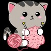 Girl's Design By Humans Cute Cat Knitting Kitten By urbanwildprints T-Shirt - 2 of 3