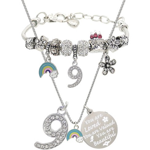VeryMerryMakering 9th Birthday Gifts for Girls, Jewelry for Girls 9 Years  Old, Girls 9th Birthday Bracelet, 9 Necklace Girls, 9th Birthday Jewelry