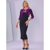 Allegra K Women Velvet Crew Neck Cropped 3/4 Sleeve Shrug Cardigan - 4 of 4