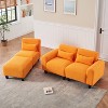 VYNXARIA The 84.6-inch orange teddy fleece creative sofa can be assembled into a two-seater sofa with a single couch with three waist pillows - 4 of 4