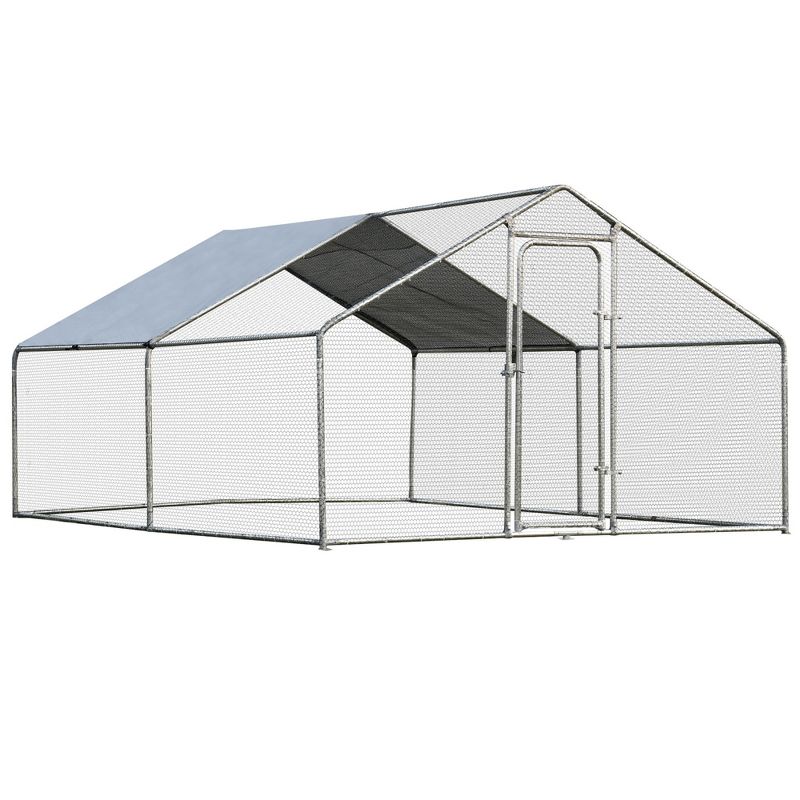 Costway Large Walk In Chicken Coop Run House Shade Cage 10'x13' with Roof Cover Backyard, 1 of 10