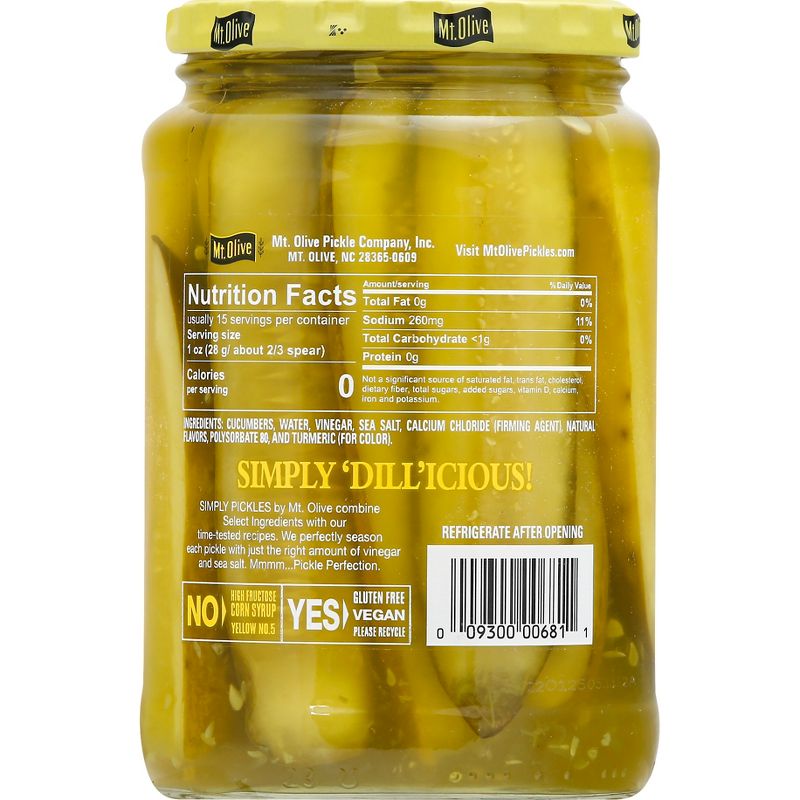 Mt. Olive Simply Pickles Kosher Dill Spears - 24 fl oz, 2 of 5