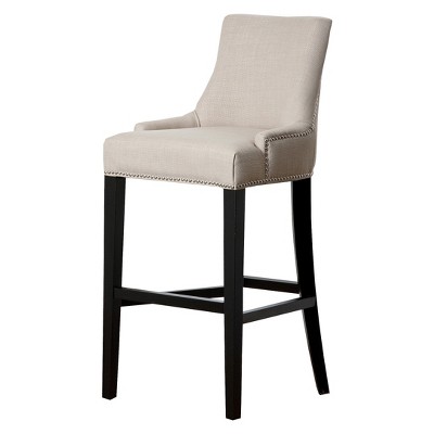 30" Talia Nailhead Trim Barstool Light Beige - Abbyson Living