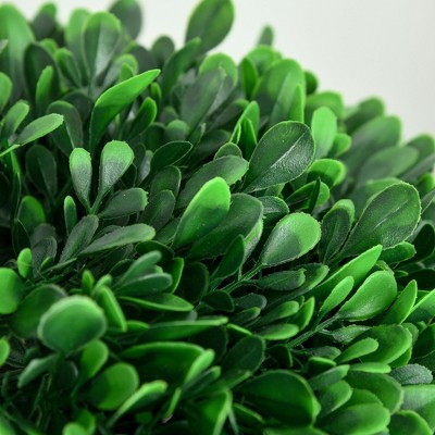 43.25" Green Plastic Boxwood Topiary Tree with Black Pot