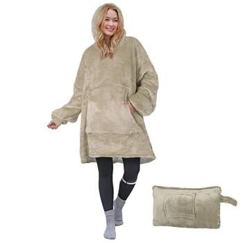 Catalonia One Size Women Teddy Hooded Jacket Pullover, Super Soft Cozy  Sherpa Reversible Casual Winter Blanket Jackets Hoodie Brown Cropped 