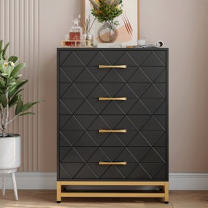 Storage cabinet with 4 drawers, anti-tip storage cabinet, suitable for clothes, wardrobe, living room, corridor, entrance - 1 of 4