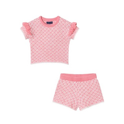 Andy & Evan  Toddler  Pink Crochet Top & Shorts Set