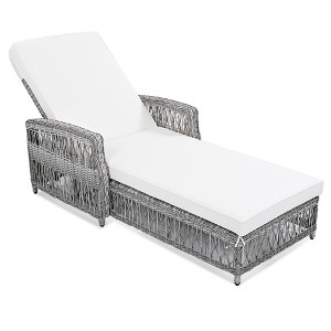 Outdoor Rattan Wicker Chaise Lounge Chair with Adjustable Backrest and Armrests - 1 of 4