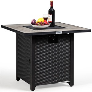 Tangkula 50,000 BTU Square Outdoor Propane Fire Pit Table with Waterproof Cover Lava Rock - 1 of 4