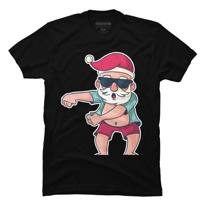 Men's Design By Humans Funny Christmas Flossing Santa By rasok T-Shirt