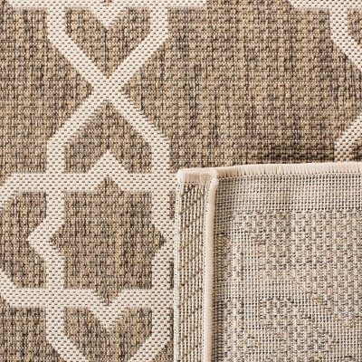 Taupe Greige Geometric Low Pile Outdoor Area Rug
