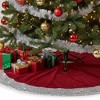 Northlight Velvet Sequined Christmas Tree Skirt - 48" - Red and Silver - 2 of 3