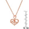 Steeltime 24" 18k pink gold plated brass simulated diamonds heart shape "Mother" pendant - 3 of 4