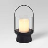 Modern Metal and Glass Battery LED Pillar Candle Outdoor Lantern Black - Threshold™ - image 3 of 4