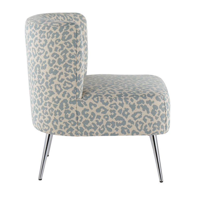 Fran Contemporary Slipper Chair Chrome/Blue Leopard Fabric - LumiSource, 3 of 13