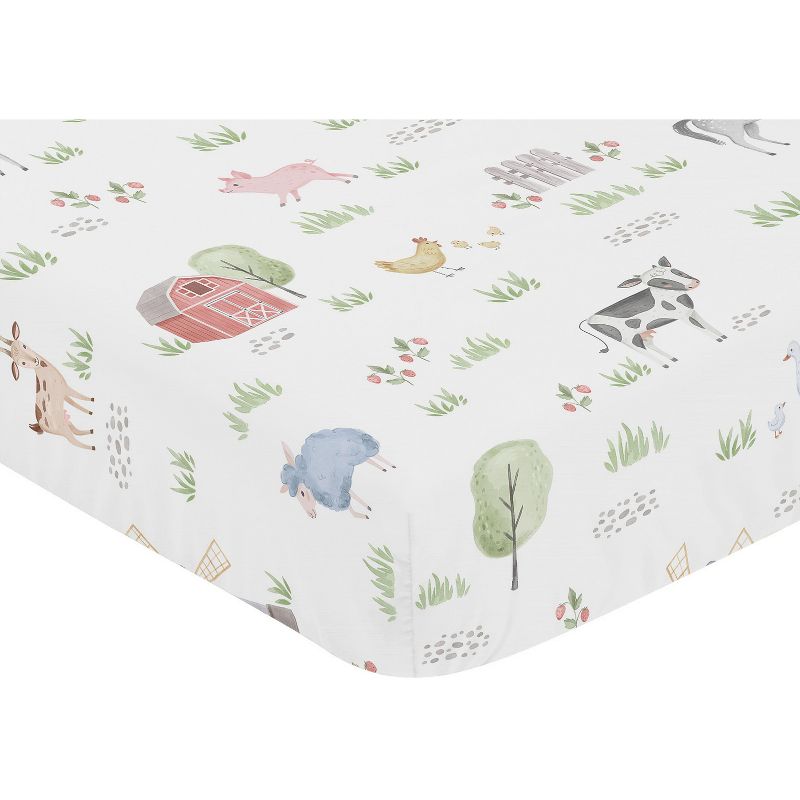 Sweet Jojo Designs Girl Baby Fitted Crib Sheet Farm Animals Collection, 4 of 8