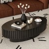 Vintage Coffee Table,Coffee Table In living Room,Coffee Table With Handcrafted Relief Sturdy Pedestal,Olive-Shaped Coffee Table -Maison Boucle - 2 of 4