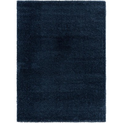 Navy Rectangular 6' x 9' Shag Synthetic Area Rug