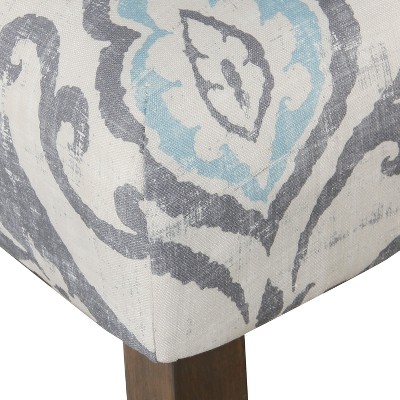 Suri Blue Upholstered 24" Counter Height Barstool with Wood Legs