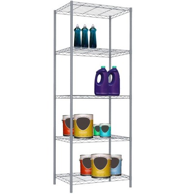 Home Basics 5 Tier Steel Wire Shelf, Grey